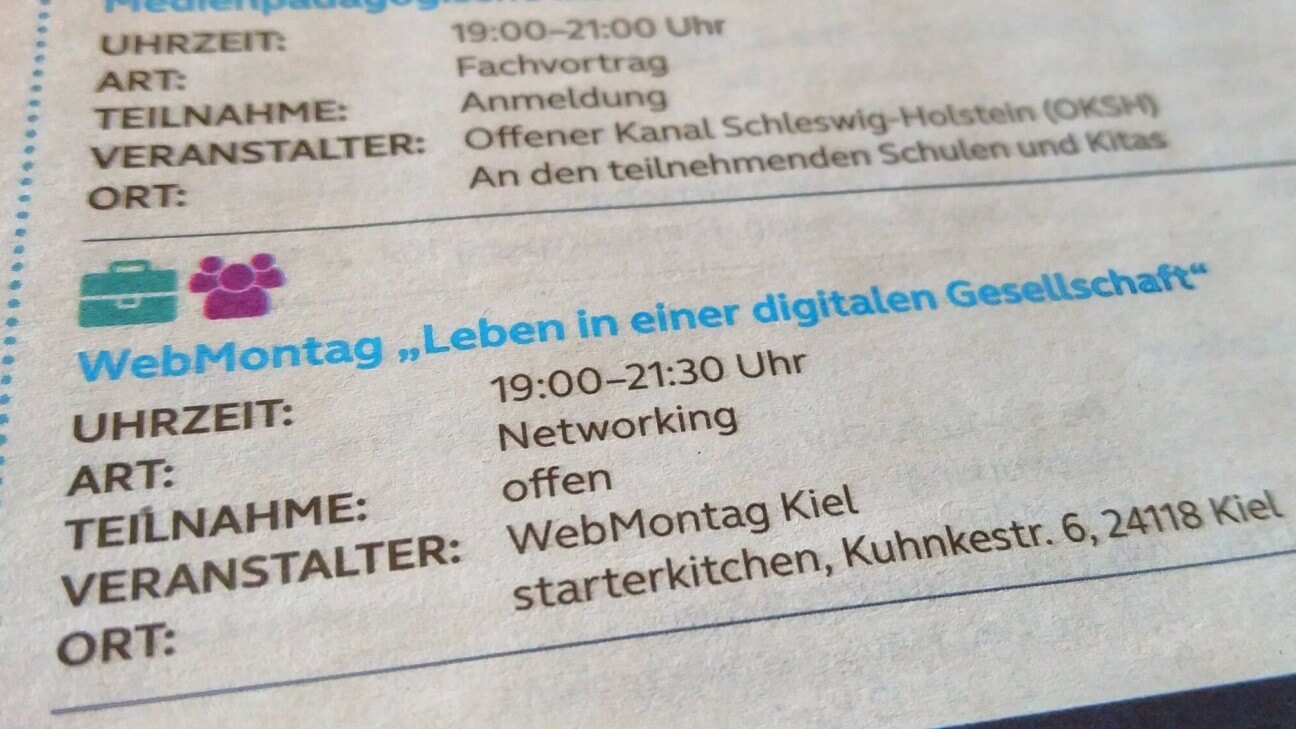 Auszug aus dem gedruckten Programm der Digitalen Woche Kiel