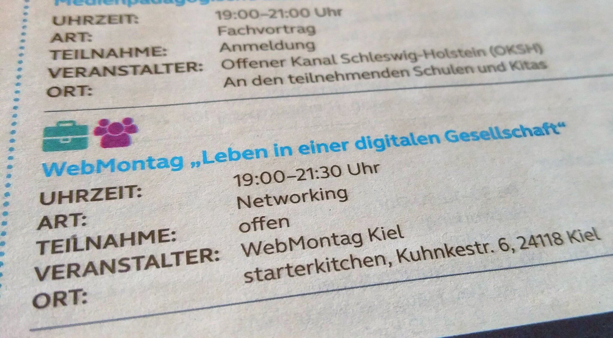 Auszug aus dem gedruckten Programm der Digitalen Woche Kiel